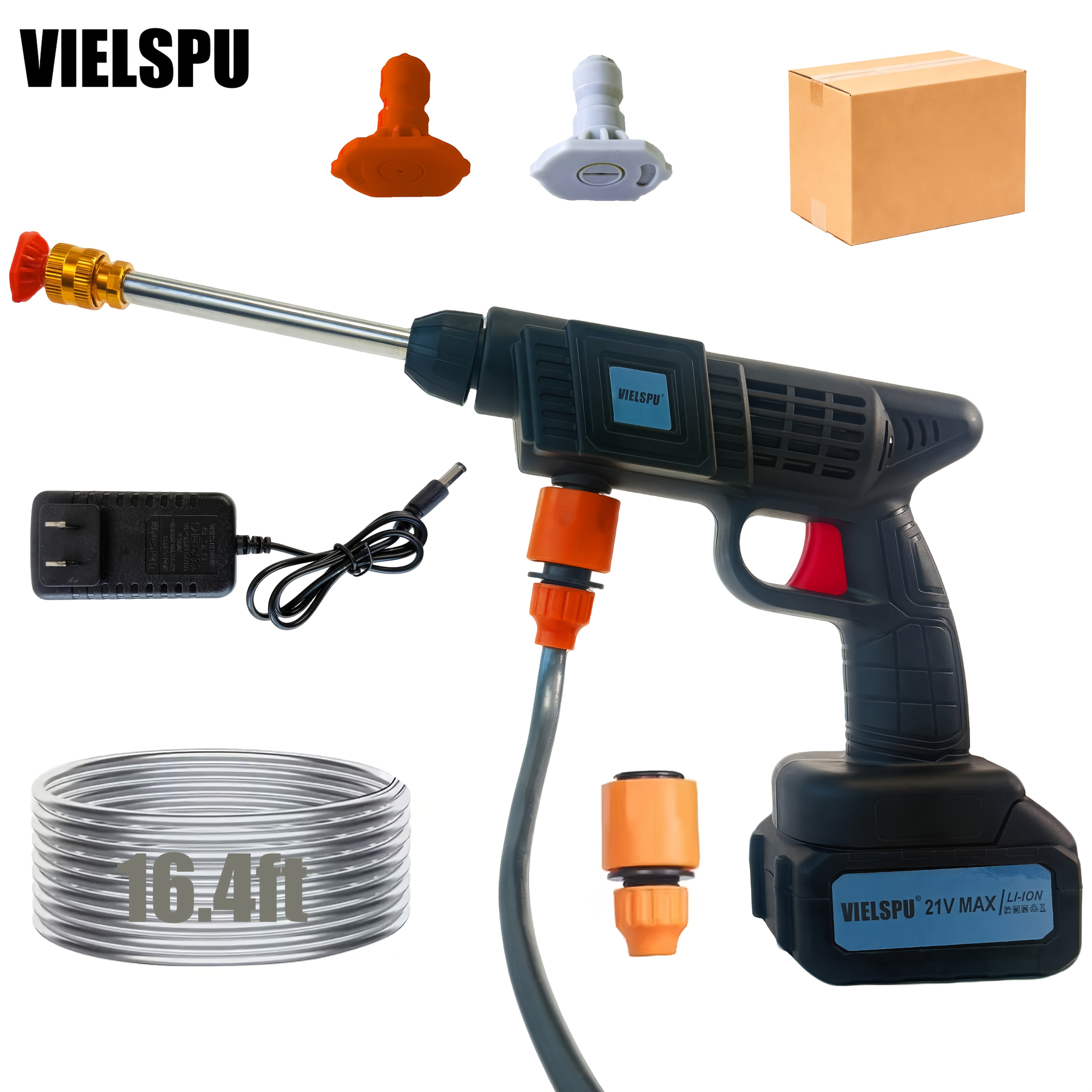 Wireless High‑Pressure Washer Set with Dual Batteries, Car Wash Gun, Foam Spray, 3 Modes