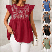 Ethnic Embroidered Short Sleeve Shirt – Flutter Sleeve Streetwear