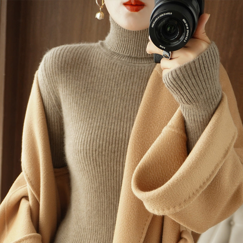Autumn and Winter Women's Slim-fit Pullover Knit Sweater for Layering