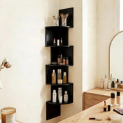 5-tier vintage style corner wall shelf in black and white