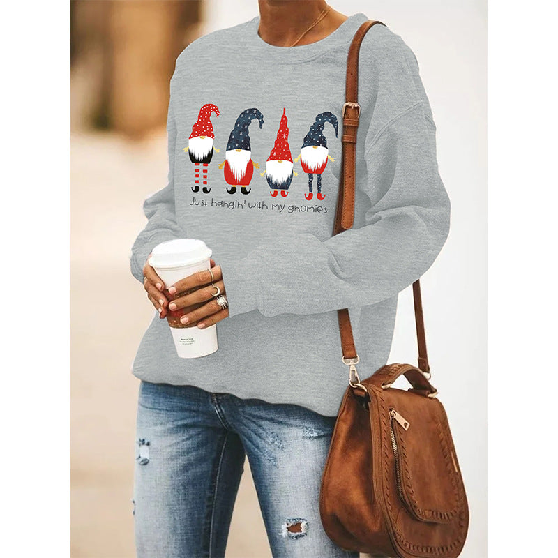 Festive Women's Christmas Print Long Sleeve Pullover Sweater