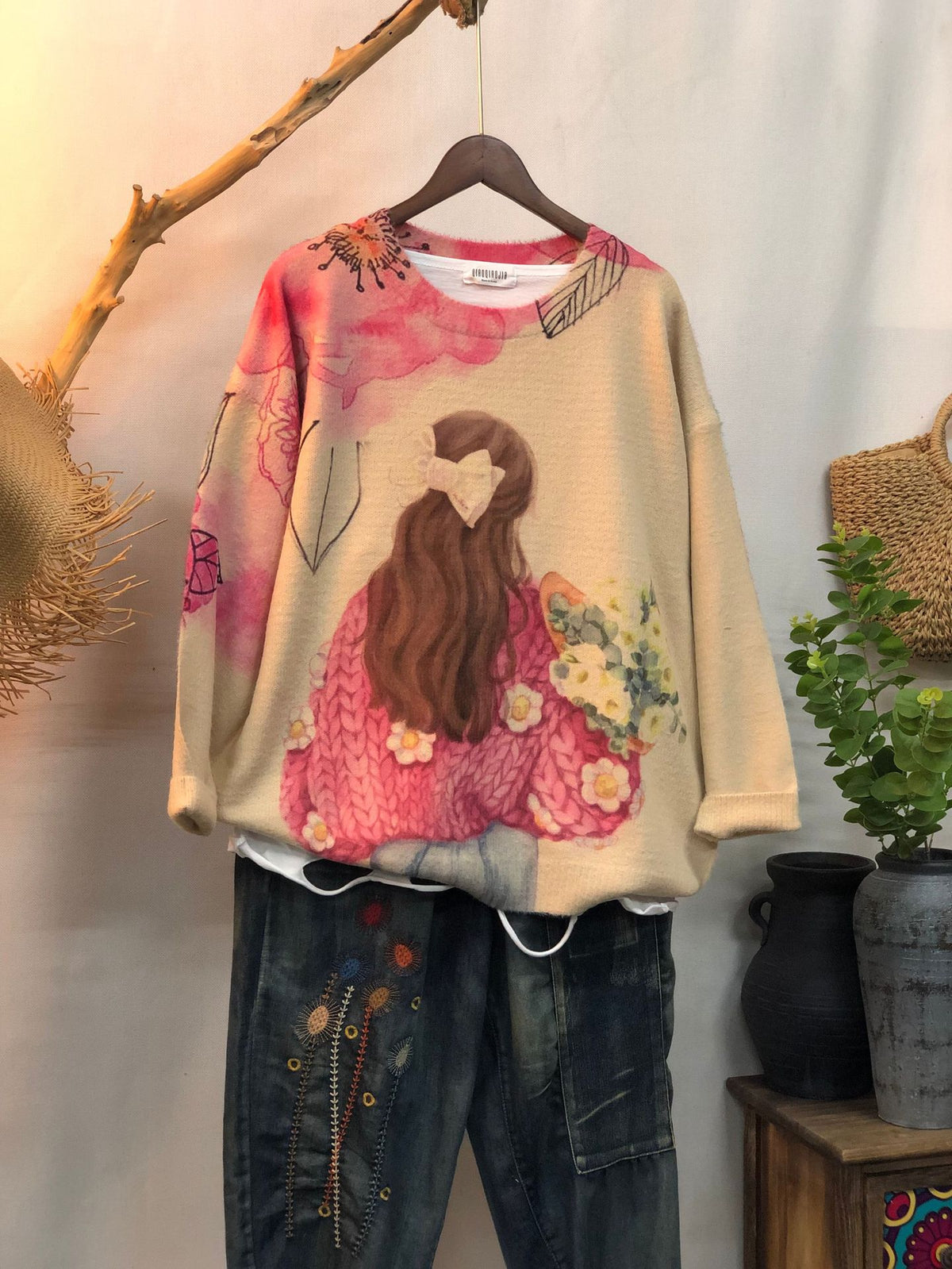 New Women's Loose-fitting Round-neck Sweater for Outerwear