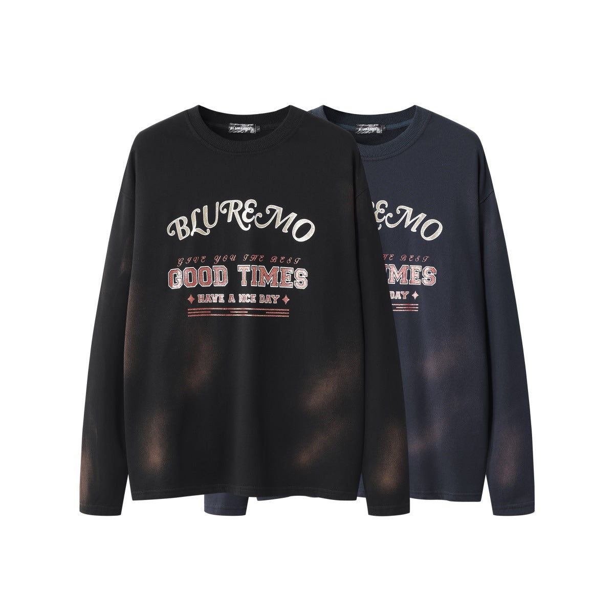 Gold Print Dark Wash Crew Neck Sweatshirt