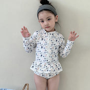 Girls' Long-Sleeve Floral One-Piece Swimsuit
