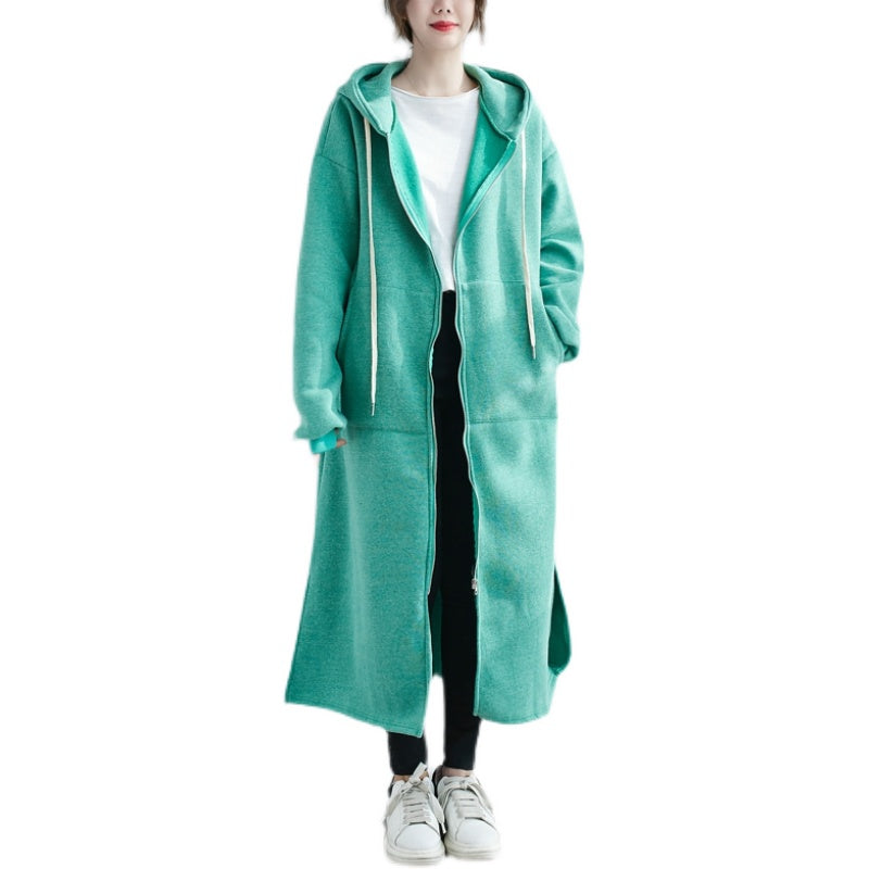 Women's Plus Size Thickened Fleece Hooded Sweater Coat