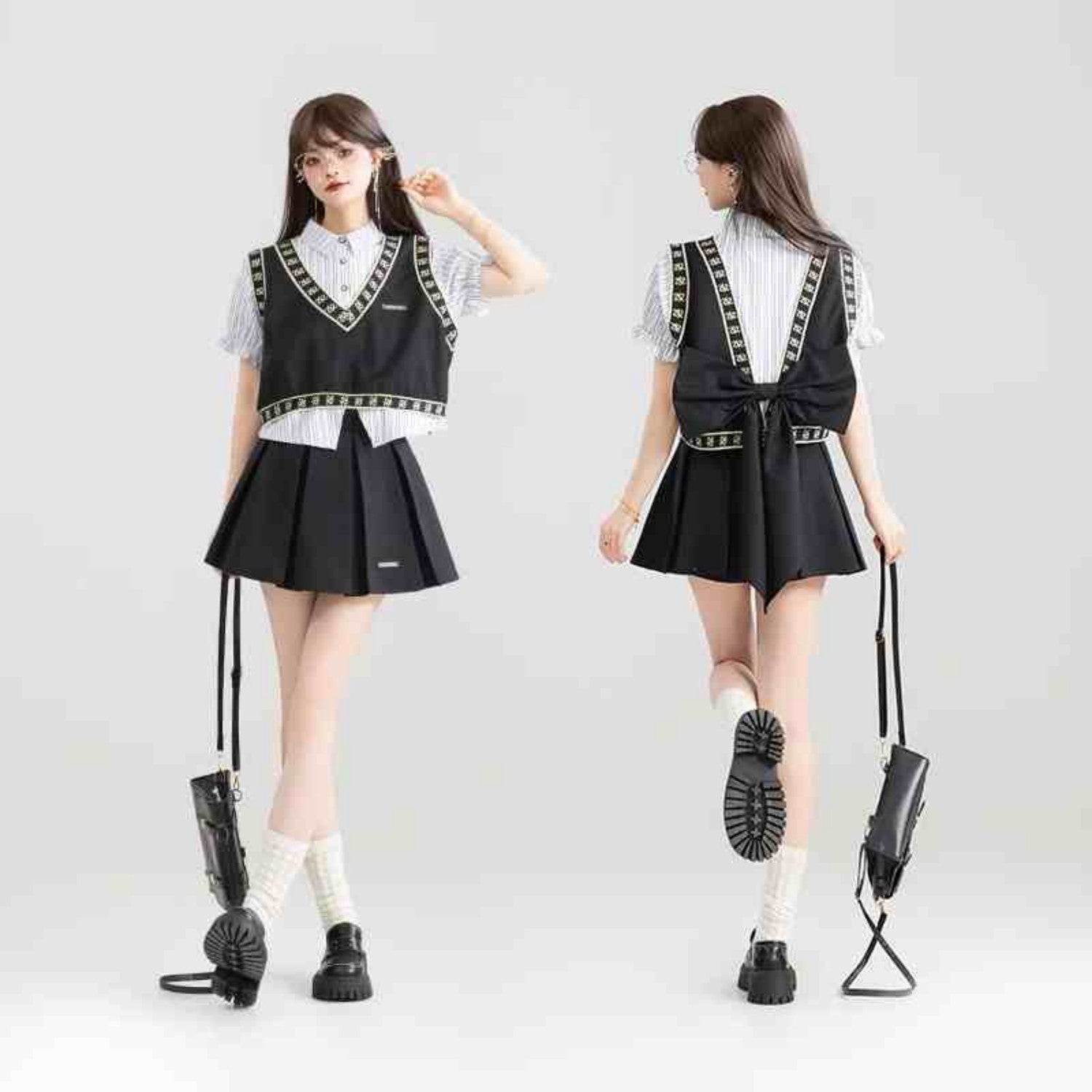 American Retro Style Fake Two Piece Shirt