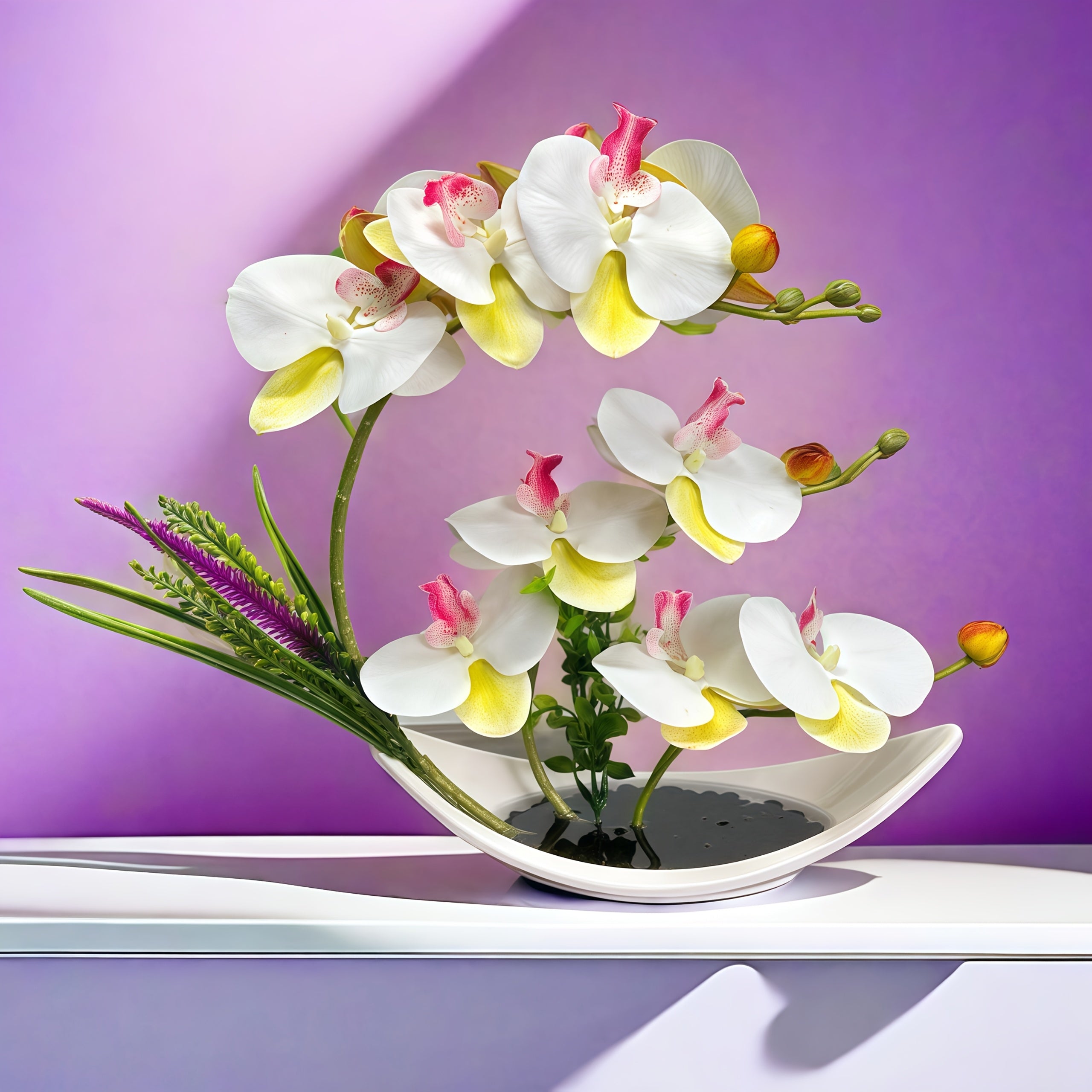 [New Orchid Plant] New Artificial Orchid Potted Plant | Good Luck Decor for Living Room Home Office Hotel