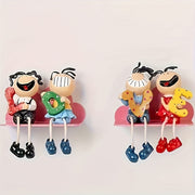 4pcs Cartoon Character Love Three Resin Wall Dolls, Decorative Figurines for Bedroom, Living Room, TV Cabinet, Indoor and Outdoor, Ideal for Christmas, Halloween, Valentine'S Day, Thanksgiving…