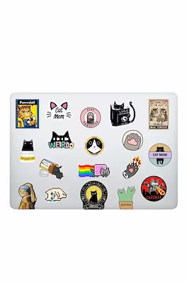 Cat Design Laptop and Tablet Sticker Set – 10 Pieces