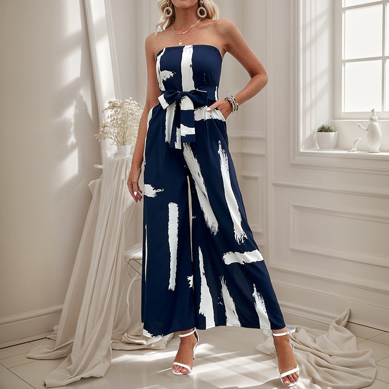 Women's European And American-style Printed Tube Top Jumpsuit