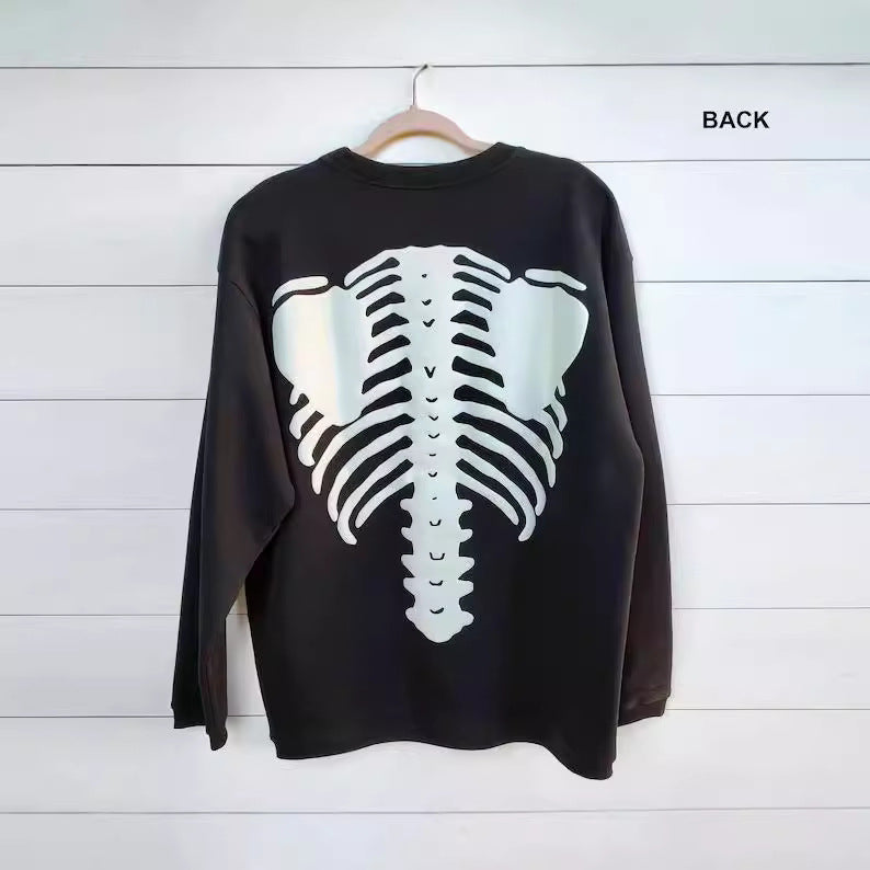 Dark Retro Skull Print Long Sleeve Sweatshirt