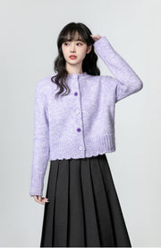 Taro Purple Crew-neck Sweater Coat for Women