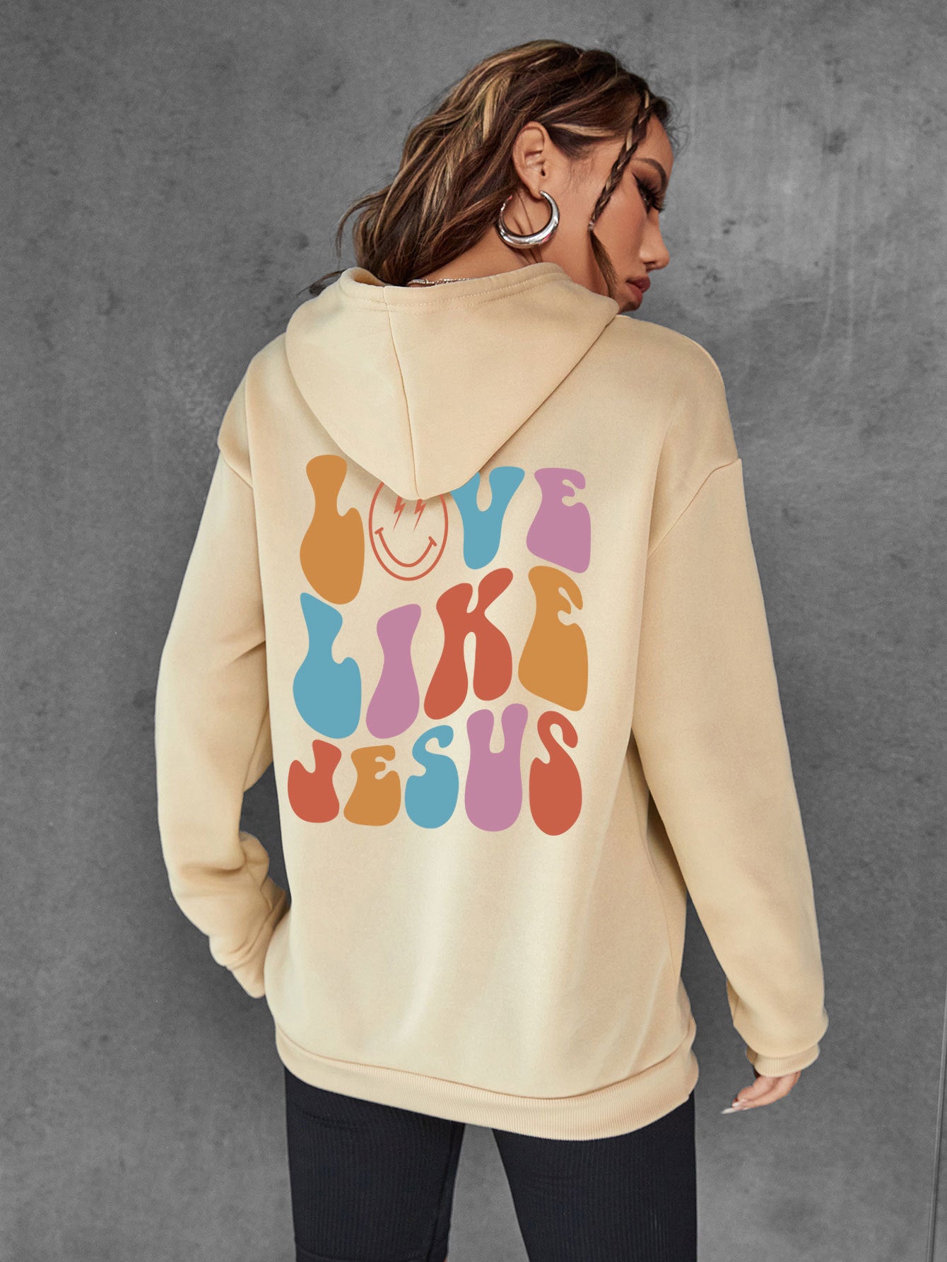 Cozy Streetwear Letter Print Brushed Hoodie with Pocket