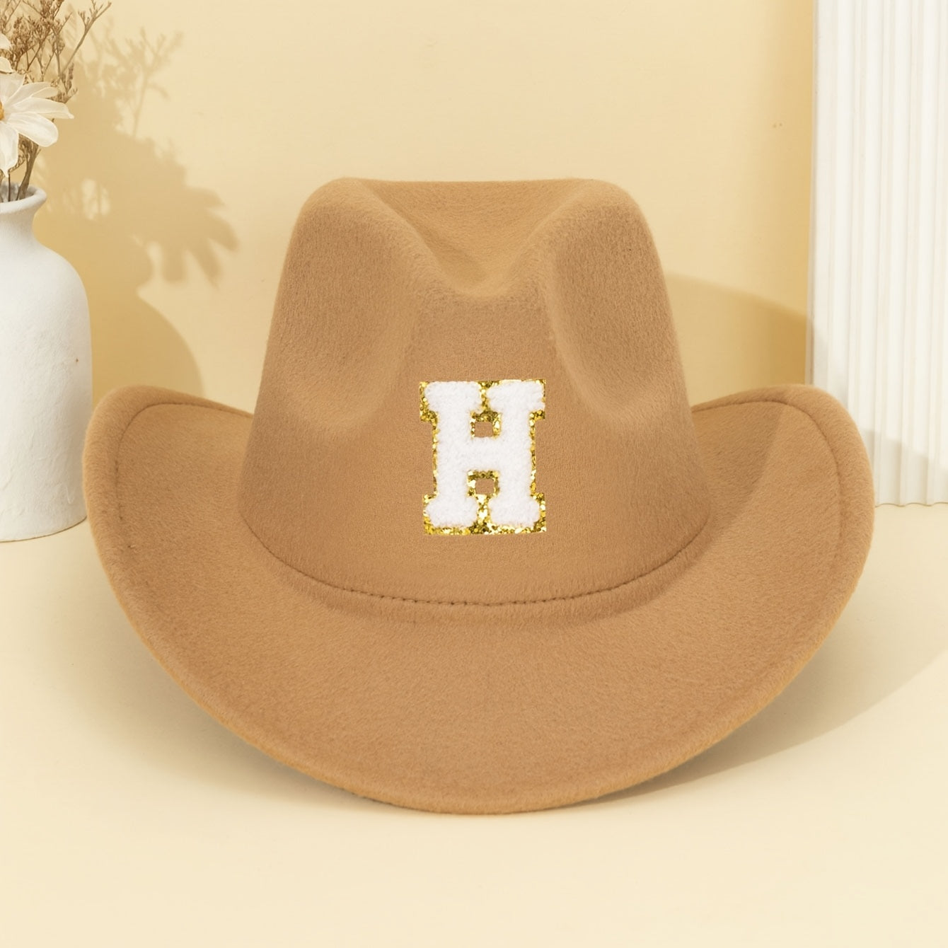 Khaki Alphabet Letter Fedora Hat