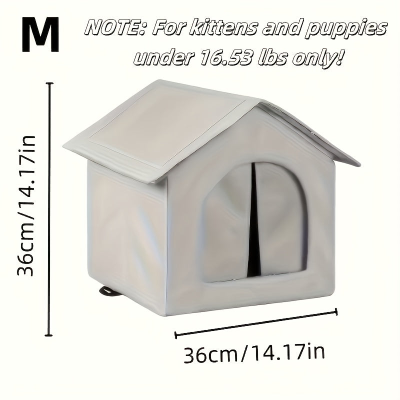 Warm Dog House For Small Dogs & Puppies - Grey Winter Kennel With Ventilation Vents, Durable Shelter, Easy-Clean & Bedding Area, /Outdoor Use For Chihuahuas, Shih Tzus, Pomeranians