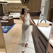 French-style Sleeveless Knitted Maternity Vest Dress Summer