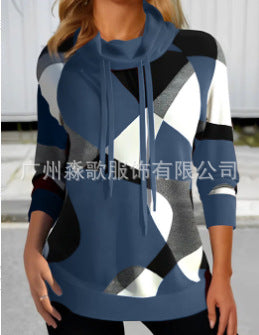 Chic Printed Turtleneck Sweater for Women