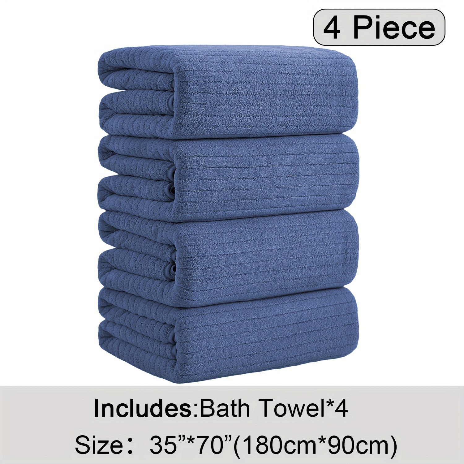 4-Piece Extra Large Microfiber Bath Towel Set, 35" x 70"