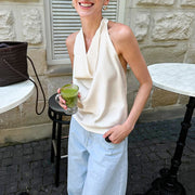 Apricot Sleeveless Halter Top – Slim Fit, Minimalist Chic