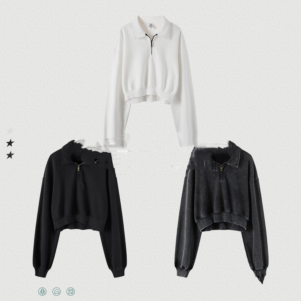 Vintage Washable Half-Zip Lapel Women's Sweater