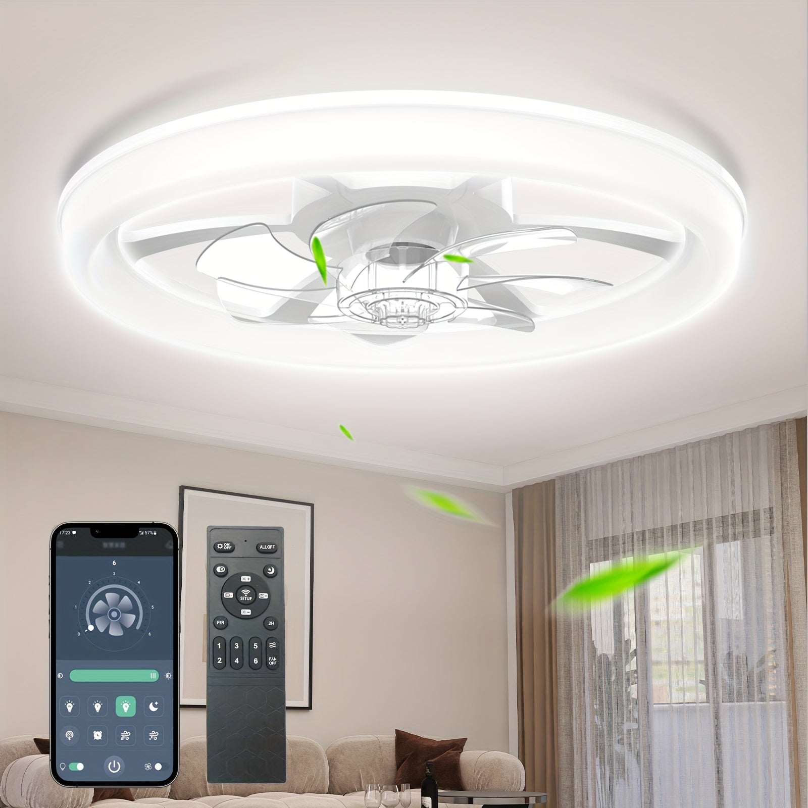 18-Inch Modern LED Ceiling Fan with Light and Remote