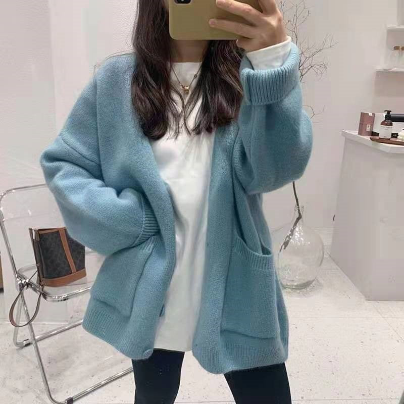 Cozy Preppy Knit Cardigan - Chic Loose Button-Up Sweater