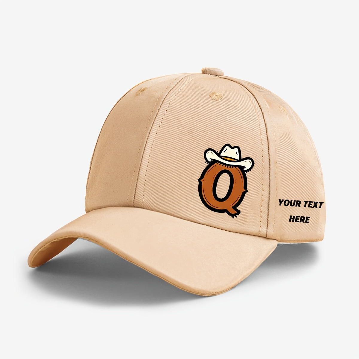 Kids Cowboy Style Baseball Cap with Letter Print and Custom Side Text, Lightweight and Comfortable (Ages 5-10)