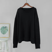 Loose and Warm Simple Pullover Solid Color Knitted Sweater