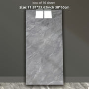 16-Pack Contemporary Marble Pattern Vinyl Wall Stickers, Glossy Self-Adhesive Detachable Tile Decals, Waterproof and Oil-Proof for Living Room, Bedroom, Kitchen, Bathroom and Lounge Decor