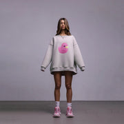 Cute Duck Print Oversized Cotton Women's Sweater