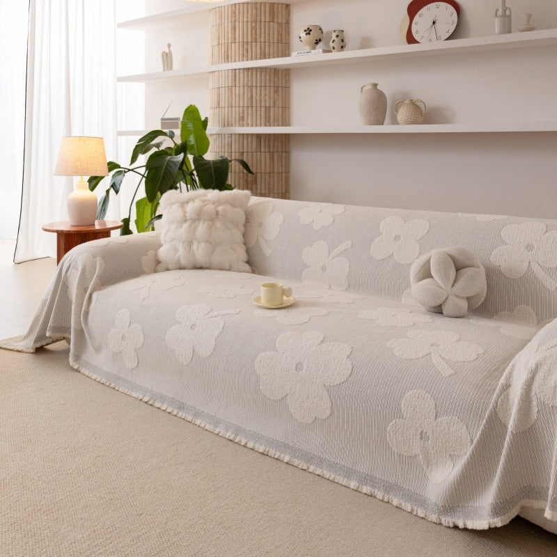 Cozy Plush Sofa Cover - Soft Fuzzy Throw Style, Dust & Protection