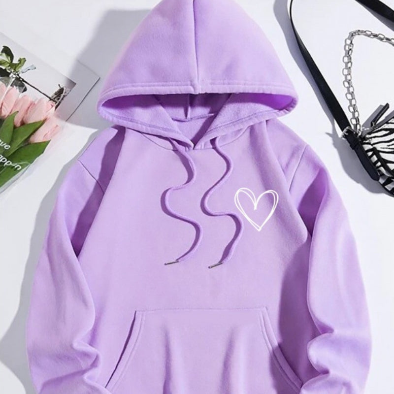 Cozy Korean Style Brushed Fleece Hooded Sweatshirt