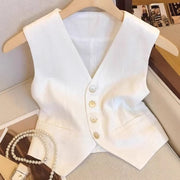 French Chic Cropped Vest Top for Women