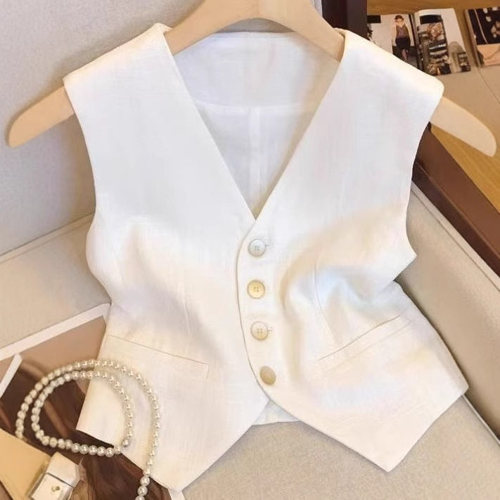 French Chic Cropped Vest Top for Women