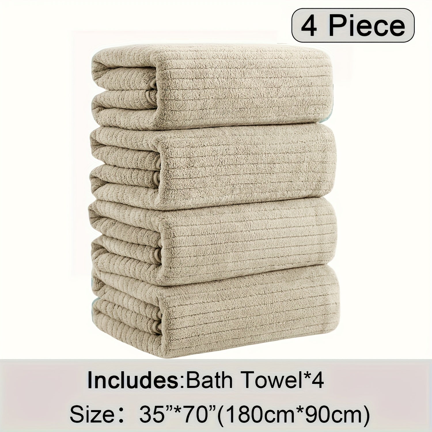 4-Piece Extra Large Microfiber Bath Towel Set, 35" x 70"