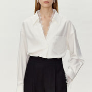 V-Neck Straight-Shape Shirt Womens Summer Designer Niche Casual Top
