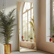 59 x 16 inch arched full-length mirror with tilt option aluminum frame