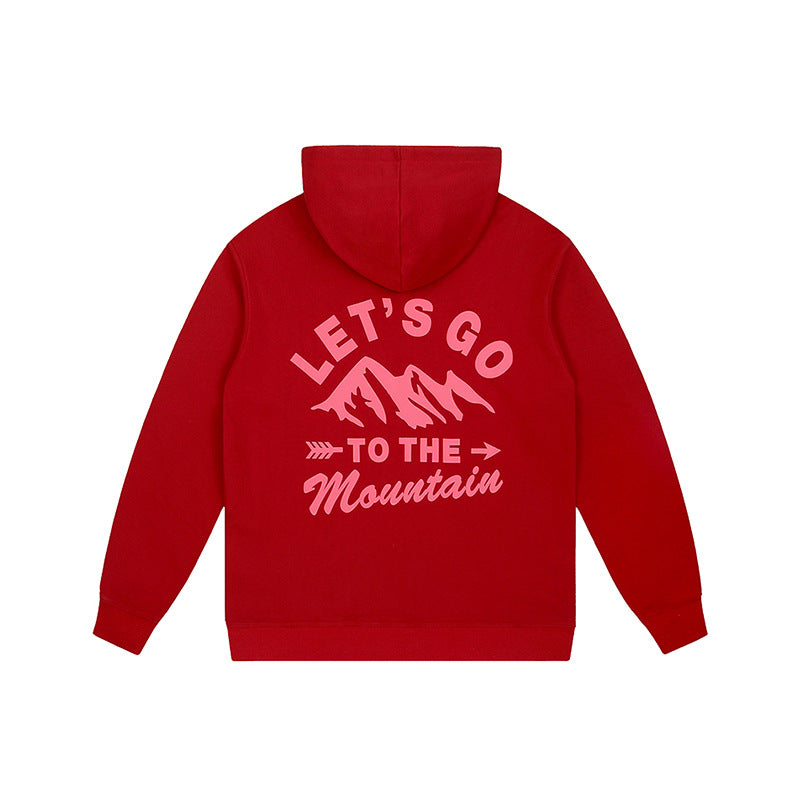 Cozy Thickened Fleece Loose Printed Hoodie