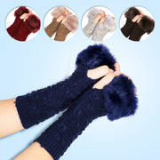 Warm Butterfly Pattern Fleece Gloves Sleeves for Women