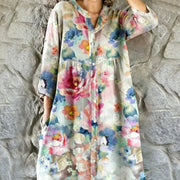 Pastel Watercolor Floral Midi Dress