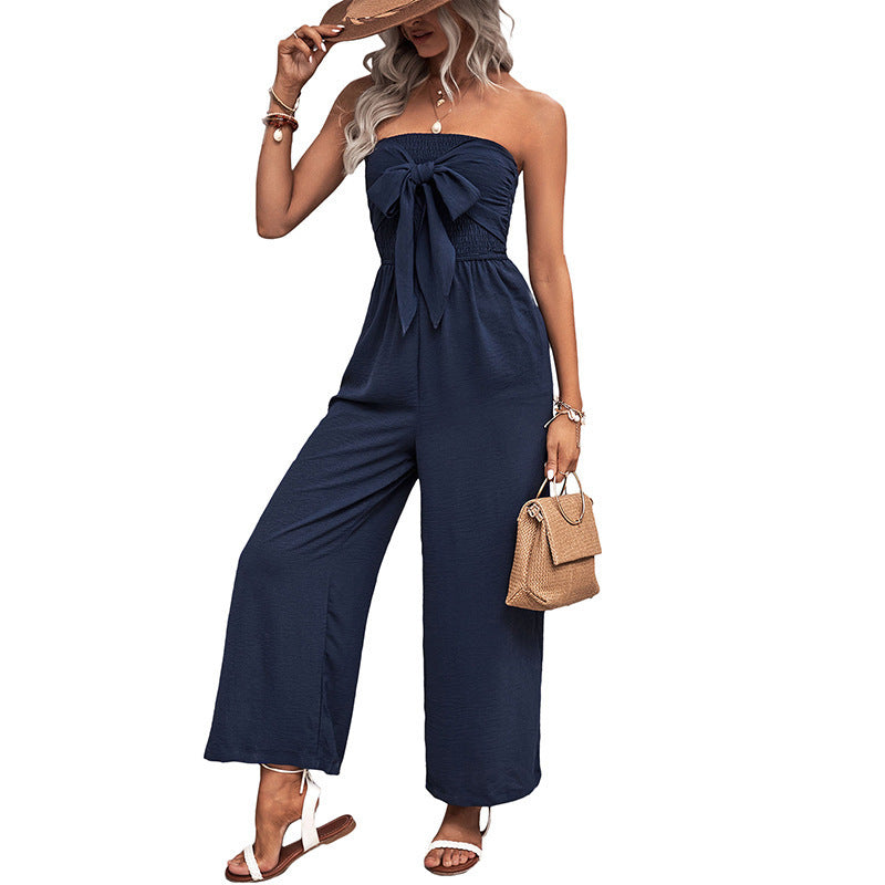 Tube Top Bow-Knot Lace-Up Jumpsuit For Women