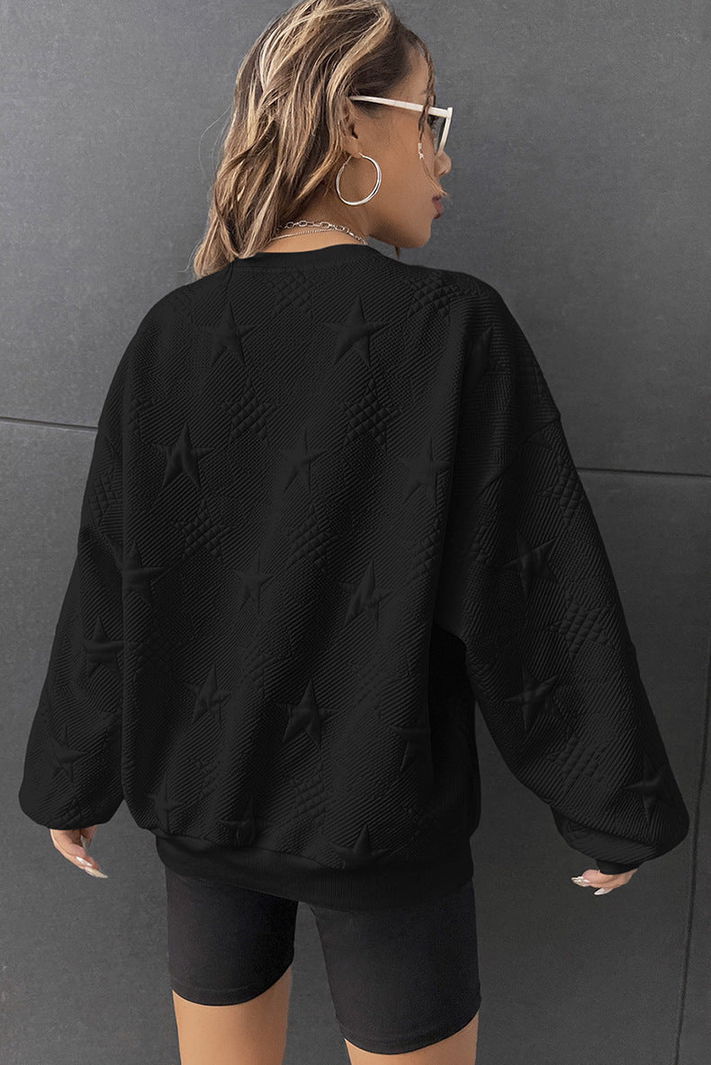 Geometric Casual Loose Round Neck Pullover for Women