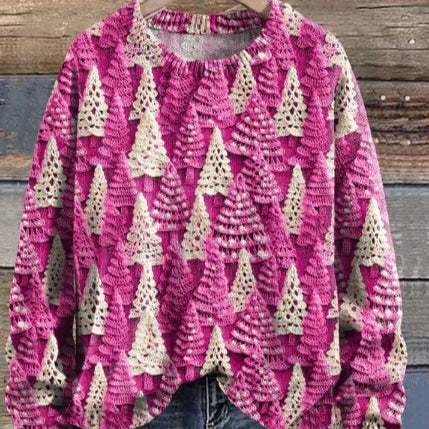 Festive 3D Print Christmas Long Sleeve Loose Pullover Sweater