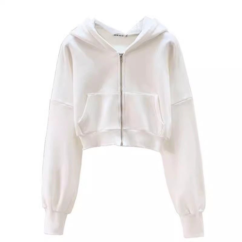 Chic Hooded Cotton Zip Sweatshirt