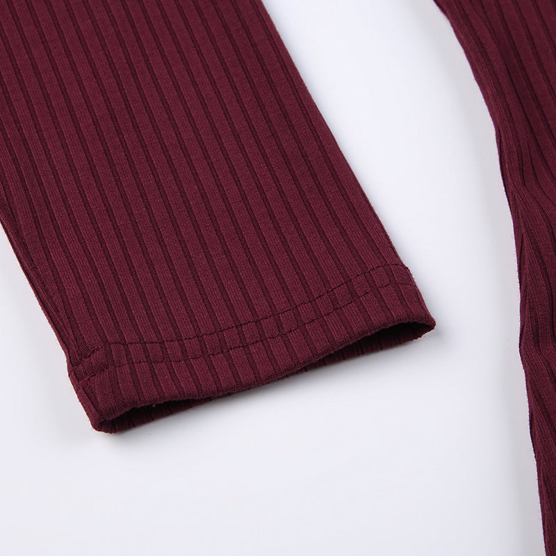 Lace Stitching Slim-Fit Long Sleeve Top