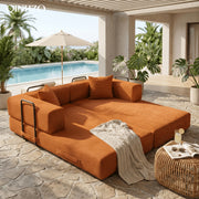 [Mother's Day Gift] 76.38-Inch Boneless Compressed Modular Sofa, Premium Corduroy L-Shaped Recliner, Convertible Into a King-Size Bed, High-Density Foam, High-Strength Vacuum Compression with Corduroy Material, Pool Party Sofa, Mother's Day Gift