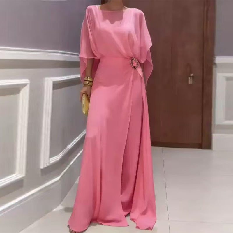 Solid-color Minimalist Slit-style Womens Three-piece Set