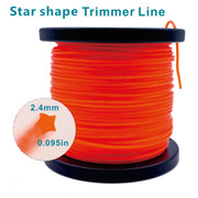 1pc Heavy-Duty Commercial Nylon Trimmer Line, Square/Star Shape, Durable Nylon Trimmer Line, 2.4mm Thick, Square Cut/Star Shape Economical, Suitable for Lawn Mowers - 328 Feet Long, Orange, High-Strength Weed Eater Replacement Line