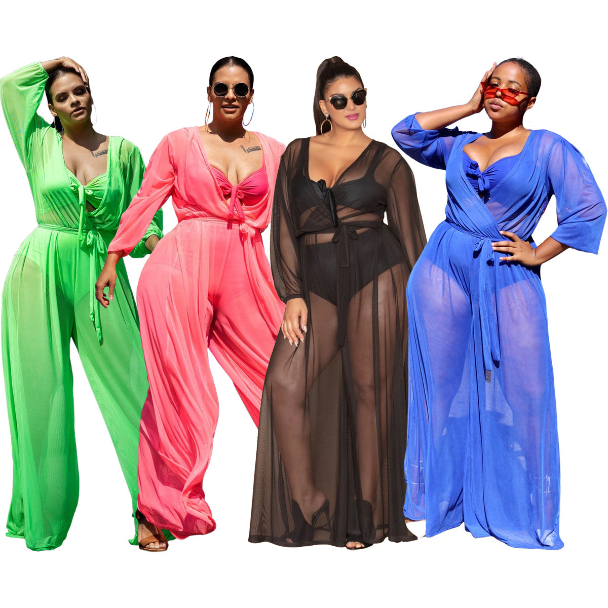 Plus Size Sheer Mesh Jumpsuit Sexy Clubwear
