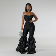 Chic Strapless Pleated Wide-Leg Jumpsuit